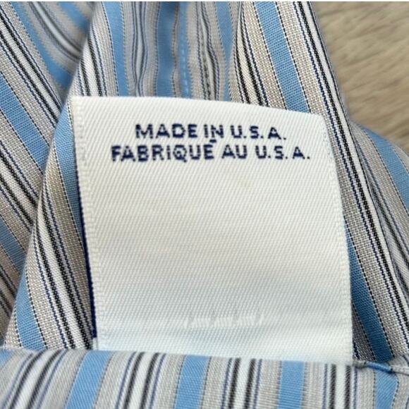 NWT Burberrys of London Dress Shirt Blue Stripe 15.5 35 Made in USA Vintage - Picture 7 of 9